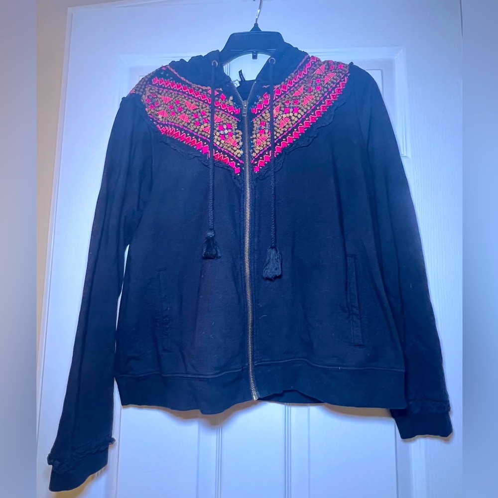 Anthropologie sequins embellished hooded sweatshirt.